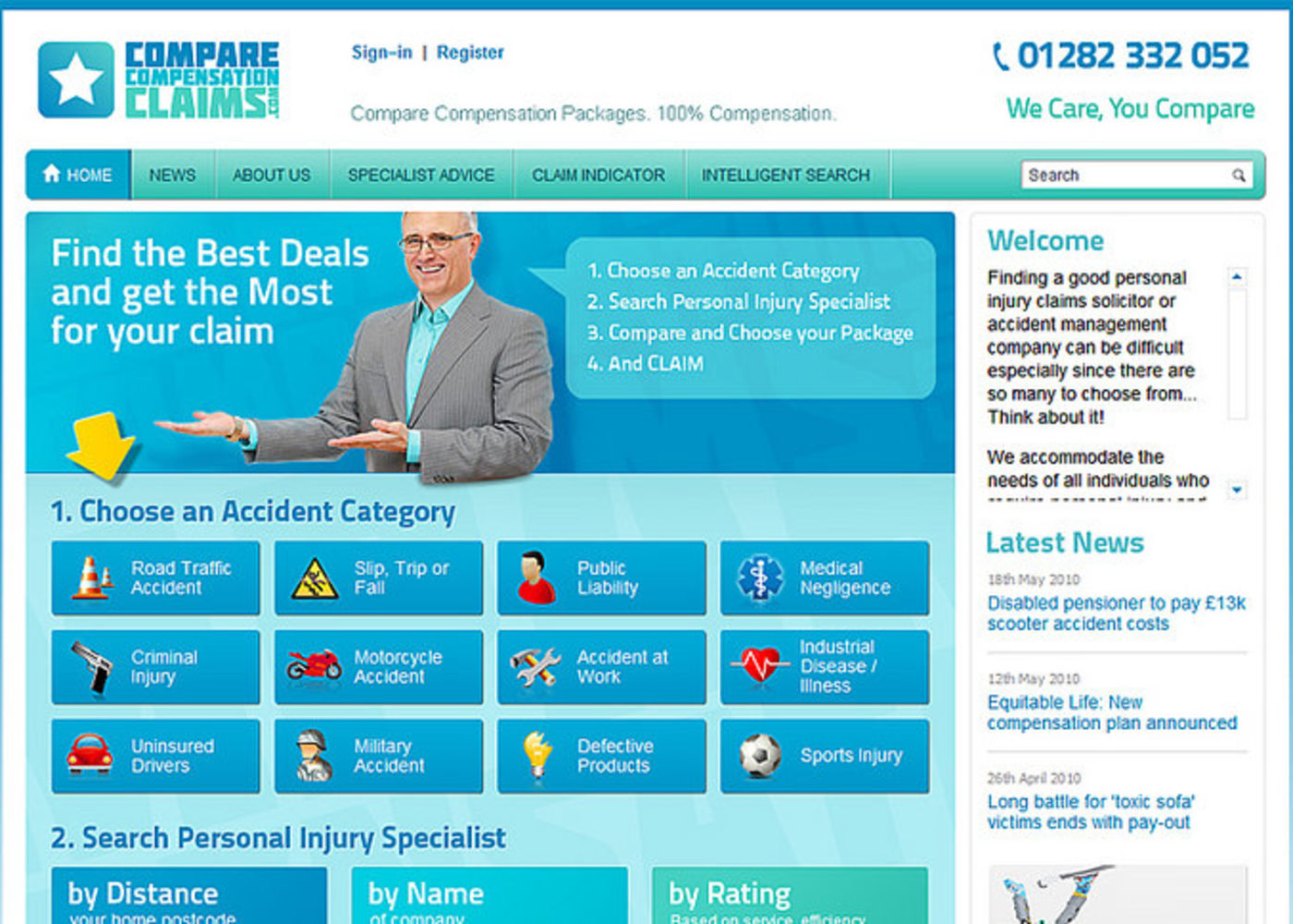 Compare Compensation Claims Homepage page