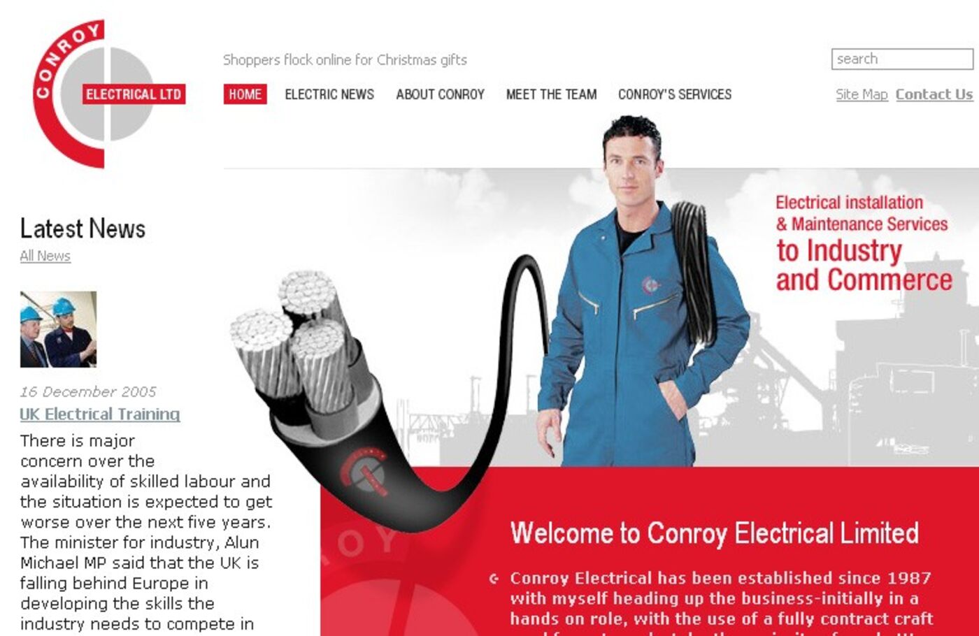 Conroy Electrical Limited (2005) Homepage header