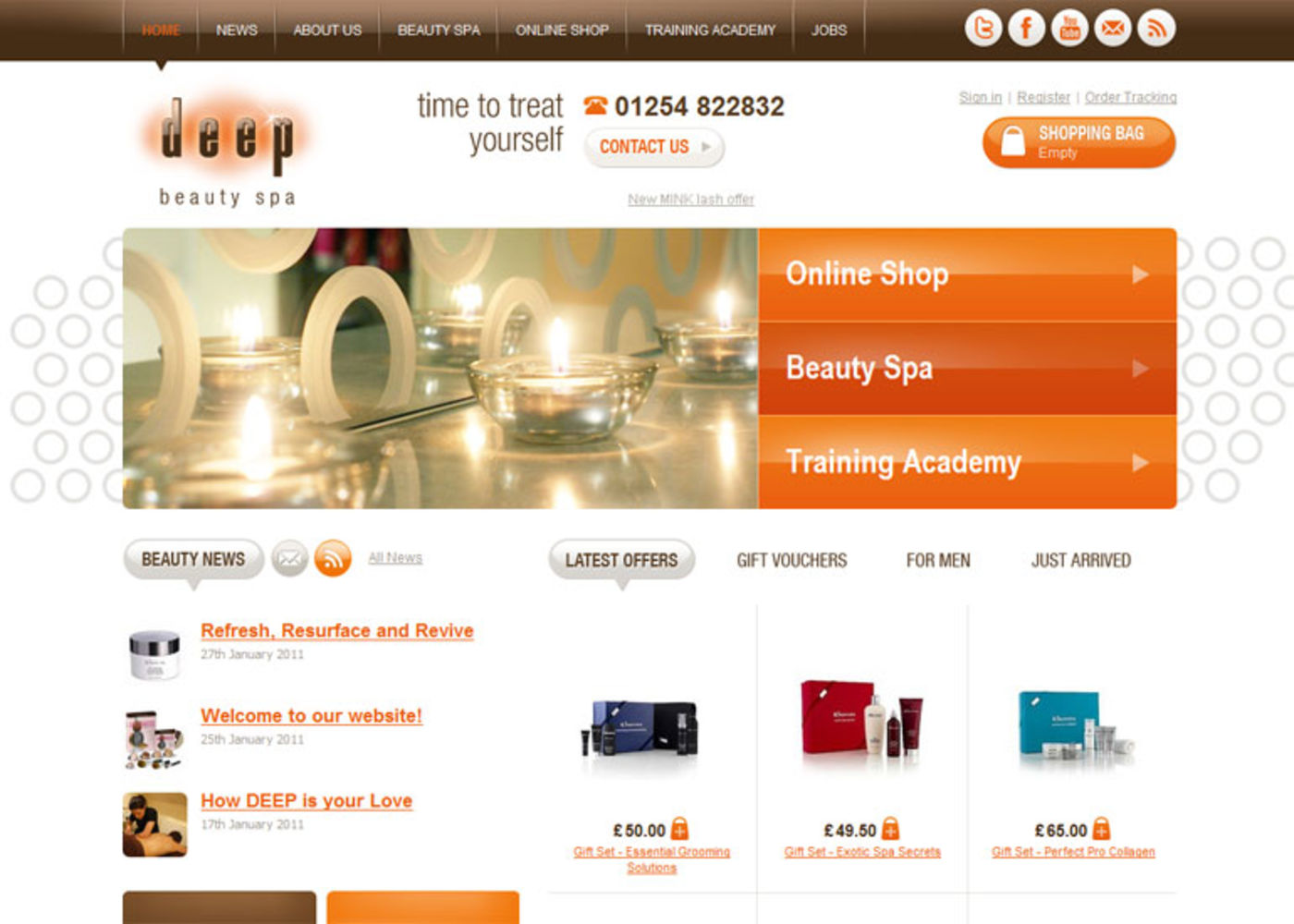 Deep Beauty Spa Homepage header