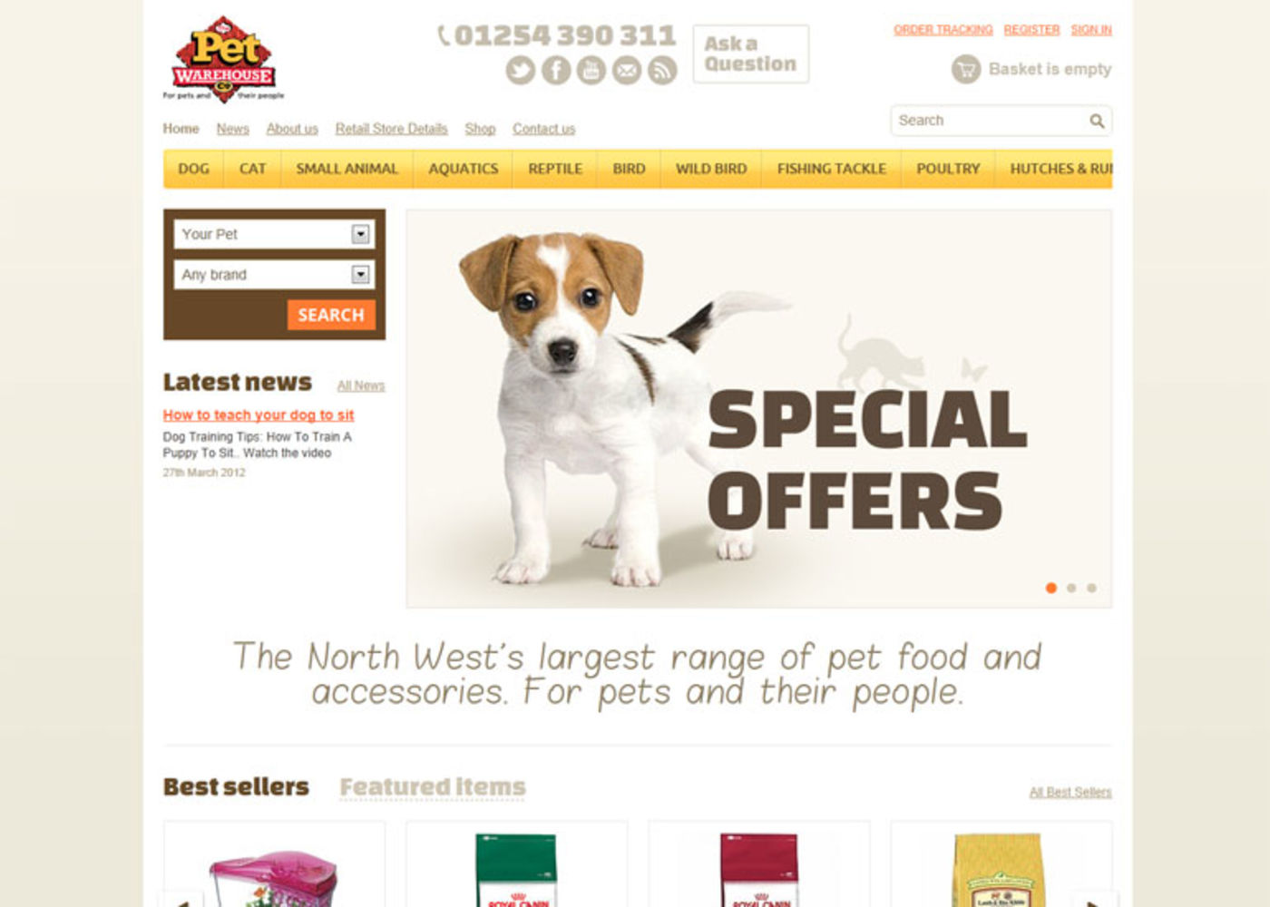 The Pet Warehouse Homepage header - Pet Warehouse