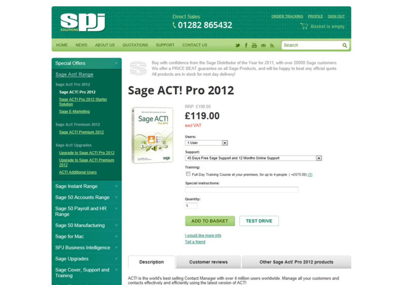 SPJ Solutions (2012) Product page