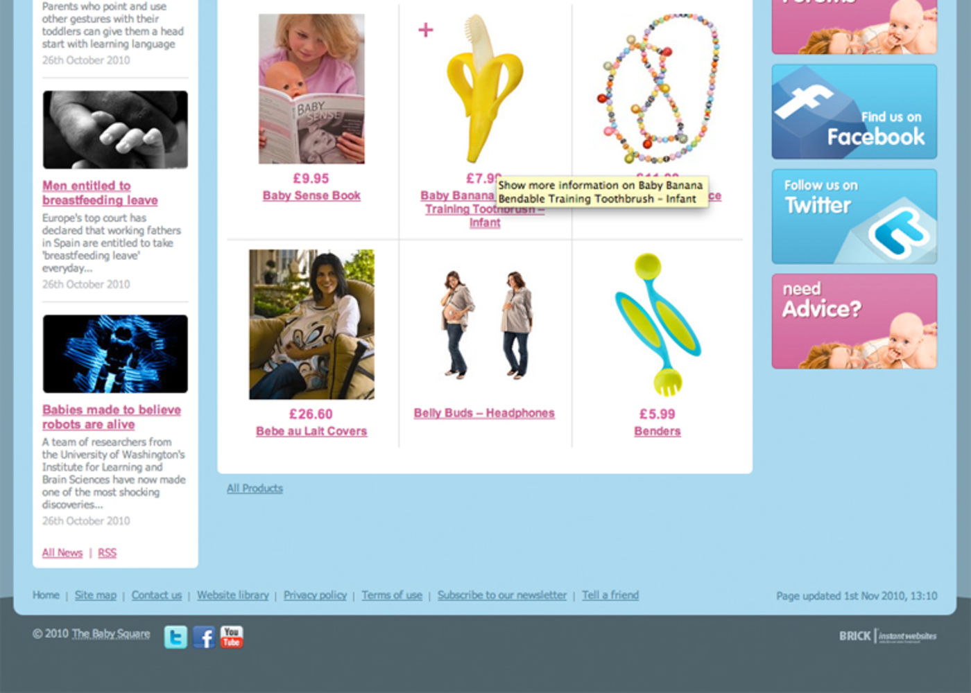 The Baby Square Homepage footer